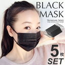 RAiseNsE ブラックマスク 5枚SET ファッションマスク 使い捨て 黒 メンズ #A44 小物