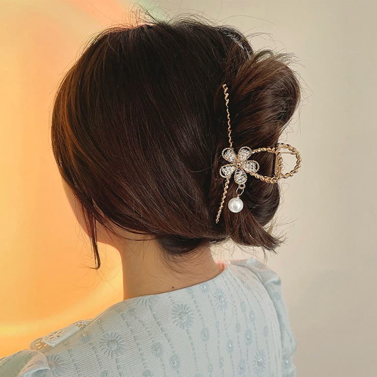 SHOPLISTのMiniministore フラワーバンスクリップパールヘアクリップ ヘアアクセサリー｜アングル2