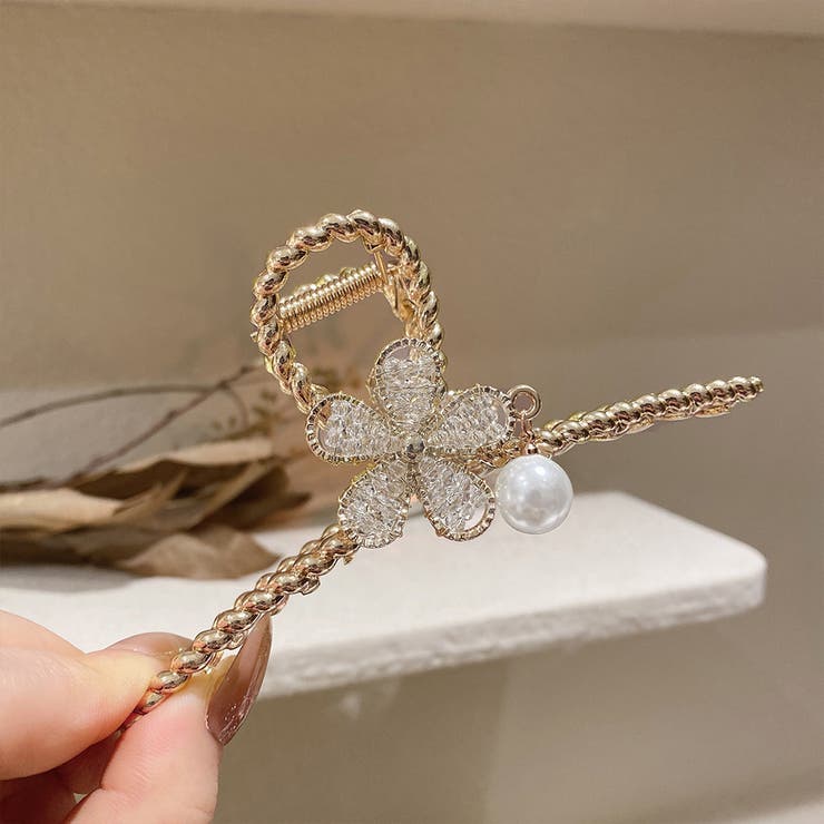 SHOPLISTのMiniministore フラワーバンスクリップパールヘアクリップ ヘアアクセサリー｜アングル3