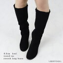 【マラソン期間中 5%OFFクーポン】LibertyDoll 6.5cmヒール ラウンドトゥ ストレッチ ロング ブーツ ☆9104 シューズ・靴
