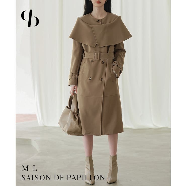 【10％OFFクーポン！3/26(木)1:59まで】SAISON DE PAPILLON ケープ風ミモレ丈トレンチコート アウター(コート・ジャケットなど)