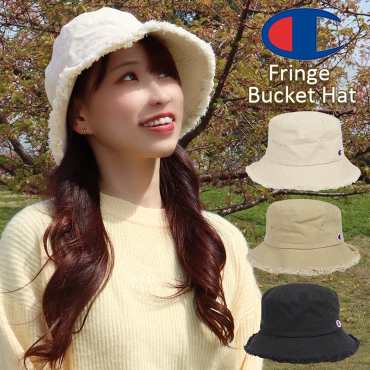 99HeadwearShop【WOMEN】 チャンピオン フリンジ バケットハット Champion ハット レディース メンズ 帽子 ブランド ロゴ キャンバス バケハ 男女兼用 カジュアル おしゃれ レジャー 帽子