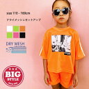 【5/16 1:59まで 5%OFFクーポン】NEXT WALL キッズ セットアップ 上下セット子供服 半袖 ビッグ ドライメッシュ 吸汗 プリント グラフィ...