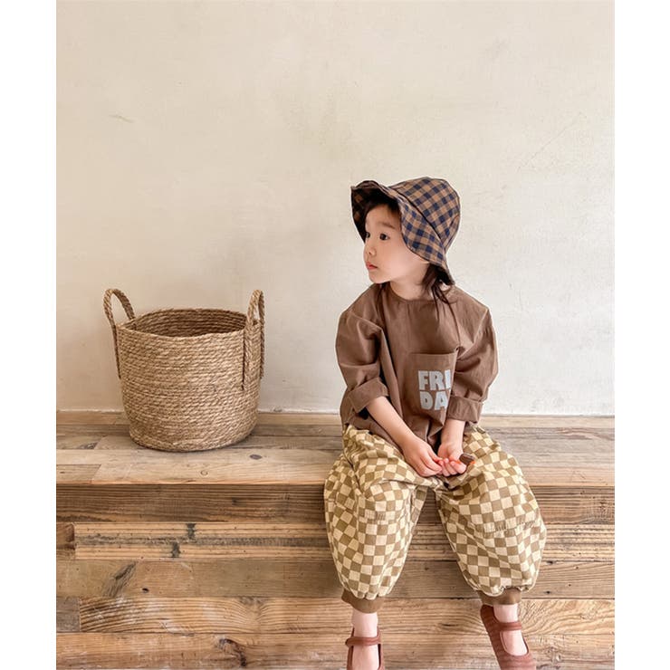 【10％OFFクーポン！5/27(水)1:59まで】aimoha kids aimoha-KIDS- 配色チェック柄裾絞りパンツ テーパードパンツ キッズ サロペット 女の子 パンツ オーバーオール ナチュラル 韓国 ライク つなぎ 春 夏 秋 ベビー 2