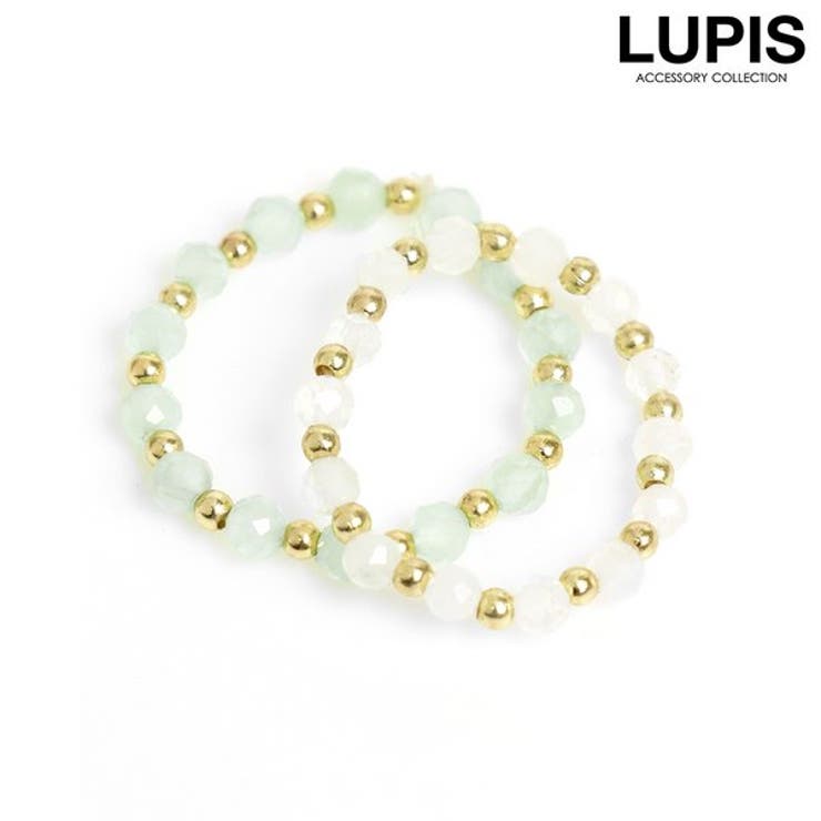 LUPIS メタルボール×ビーズリング　【指輪 リング ビーズ ゴールド グリーン ホワイト メタル