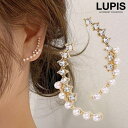 LUPIS パール×ストーンイヤーラップピアス 【プチプラ シルバー925ポスト S925ポスト 韓国ファッション ピアス レディース パール ストーン カーブライン ゴールド 上品 大人 カジュアル 韓国 激安 安い 春 夏 秋 冬 春夏 秋冬】 アク