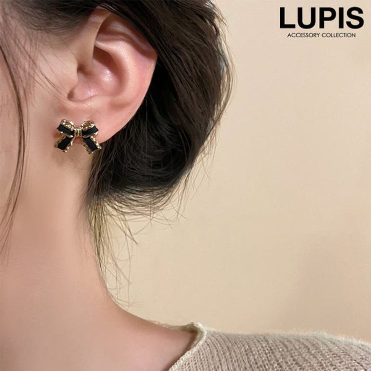 【ポイント2倍＆クーポン！3/11(水) 1:59まで】LUPIS モノトーンリボンピアス【S925ポスト】 アクセサリー
