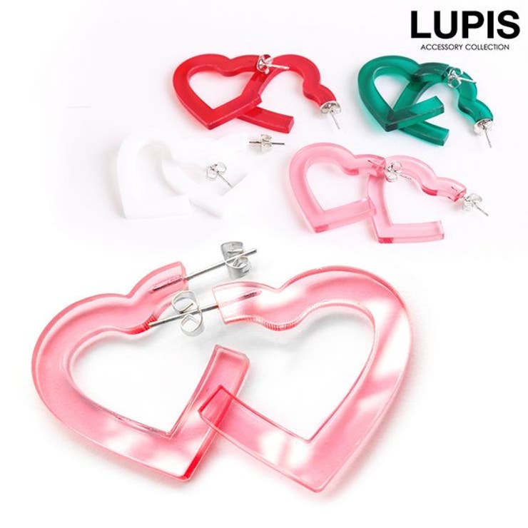 LUPIS アクリルハートフープピアス アクセサリー