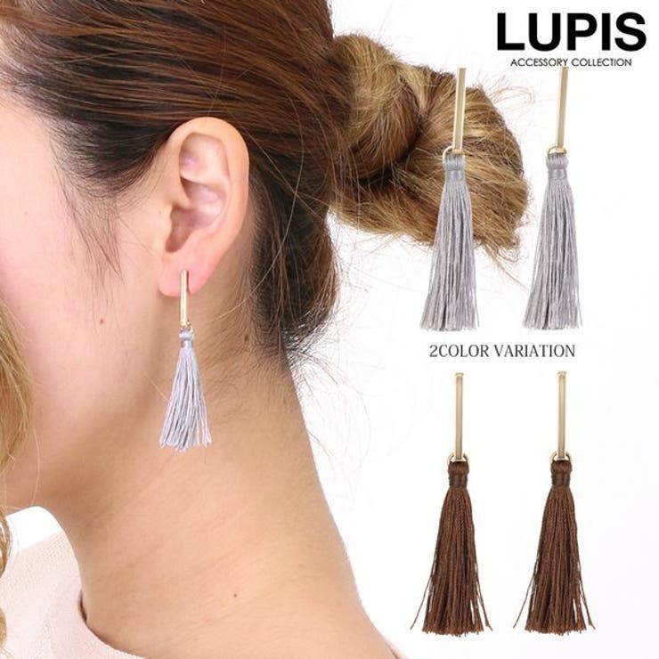 LUPIS ゴールドバー×タッセルピアス アクセサリー