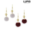 LUPIS ゴールドビーズ×ファーボールフックピアス 【アクセサリー アクセ レディース 女性 激安 ギフト プレゼント おしゃれ 人気 秋冬】 アクセサリー