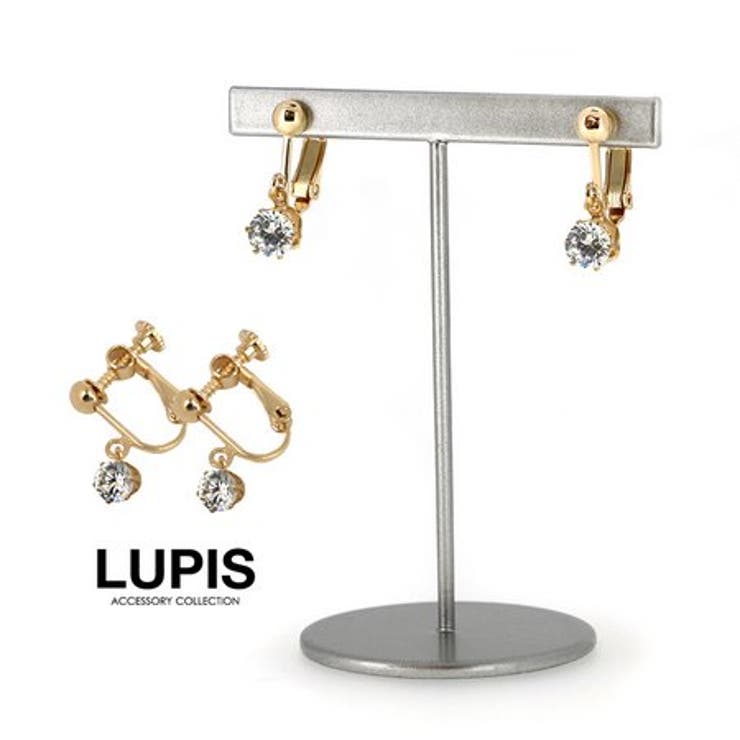 【10％OFFクーポン！11/27(木)1:59まで】LUPIS リファインドソリティアゴールドイヤリング 【ゴールド ラインストーン ソリティア ノンホール アクセサリー アクセ レディース 女性激安 ギフト プレゼント おしゃれ 人気 春夏 秋冬 オ
