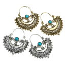 LUPIS ターコイズエスニックプレートフープピアス アクセサリー