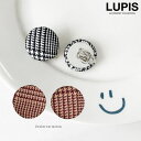 【5/10限定 15%OFFクーポン】LUPIS 千鳥柄ボタンイヤリング【クリップ式】 アクセサリー