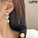 【5/16 1:59まで 5%OFFクーポン】LUPIS 3連メタルハートイヤリング【ネジバネ式】 アクセサリー