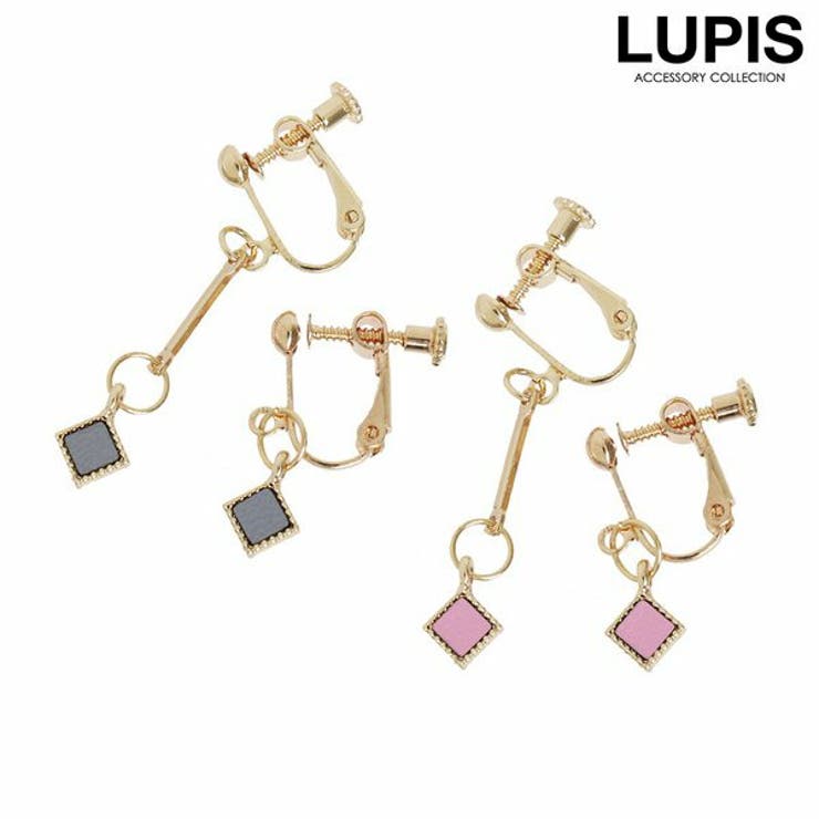 LUPIS スクエアレザーアシンメトリーイヤリング【ノンホール 小ぶり 小さめ 揺れる 左右非対称 かわいい 大人 デイリー シンプル ギフト プレゼント おし...