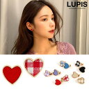 【10%OFFクーポン!11/27(木)1:59まで】LUPIS チェック柄ハートイヤリング【クリップ式】 アクセサリー