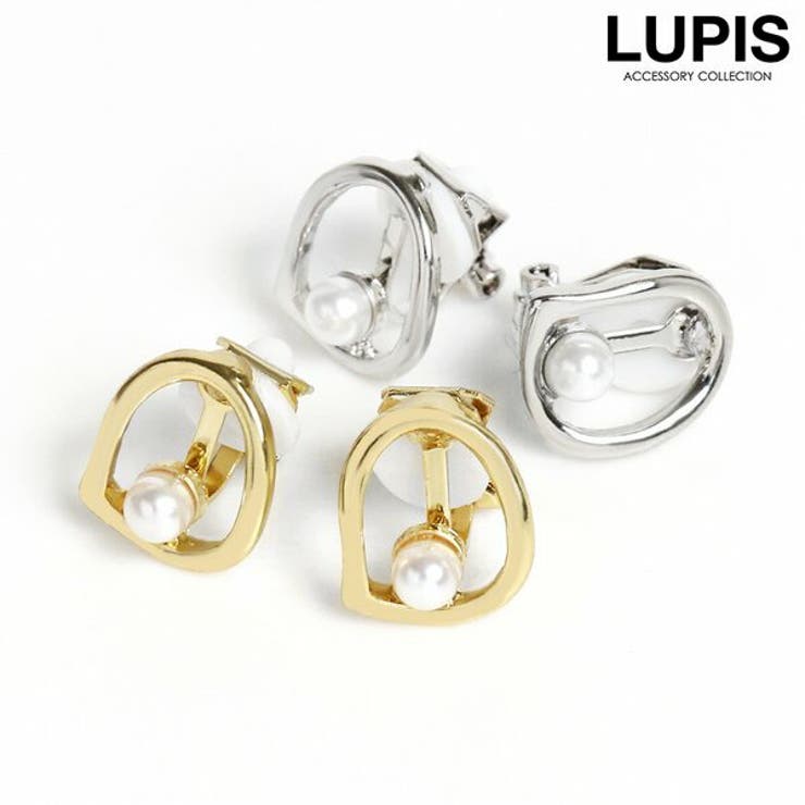 LUPIS パールポイントオーバルイヤリング アクセサリー