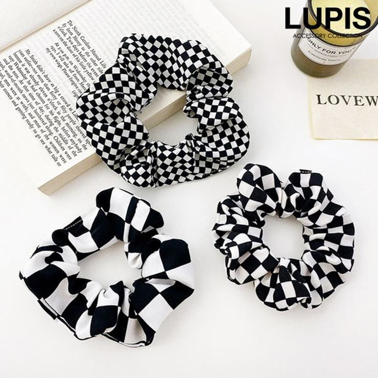 【20％OFFクーポン！12/4(木)限定！】LUPIS チェッカーフラッグシュシュ　【シュシュ ヘアゴム ヘアア..