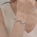 LUPIS 【金属アレルギー対応 316L】ウェーブラインステンレスバングルブレスレット アクセサリー