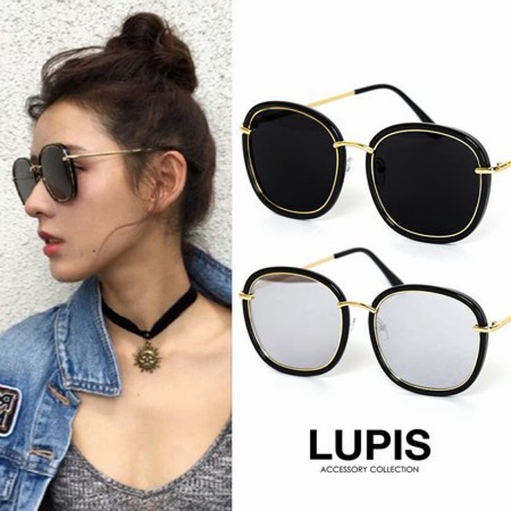 LUPIS ゴールドラインフレームフラットサングラス 小物