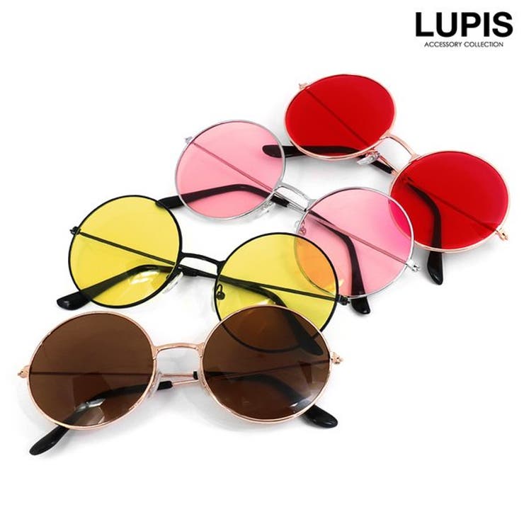 LUPIS ラウンドカラーレンズサングラス 【サングラス メガネ アイウェア アクセサリー アクセ レディース 女性 おしゃれ 人気 春 夏 ピンク イエロー レッド ブラウン 丸 トレンド ライトカラー 海】 小物