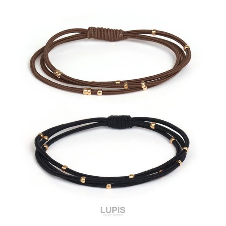 LUPIS ステーションメタルボール3連スリムヘアゴム【5色あり 細め ヘアアクセサリ...