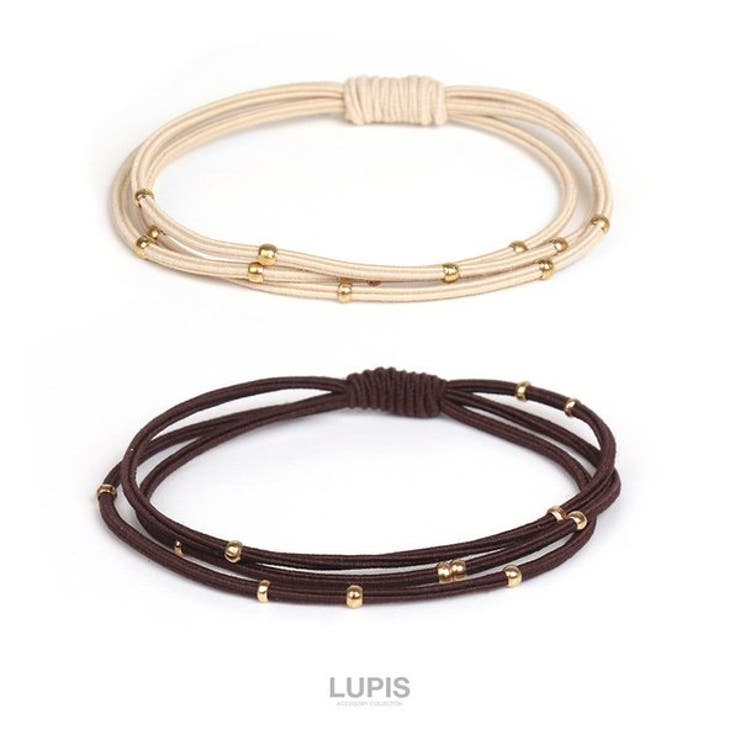 LUPIS ステーションメタルボール3連スリムヘアゴム【5色あり 細め ヘアアクセサリ...
