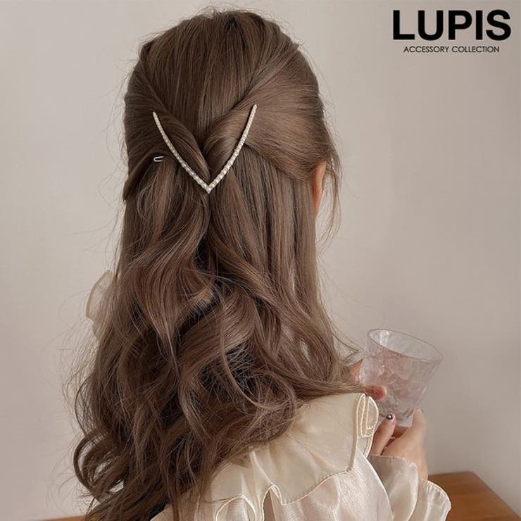 LUPIS Vラインシンプルヘアバレッタ　【プチプラ 大きめ ヘアピン 韓国ファッション バレッタ Vライン 上品 大人 パール ストーン ゴールド 韓国 ヘアアクセサリー 激安 安い 春 夏 秋 冬 春夏 秋冬】 ヘアアクセサリーのサムネイル