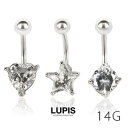 LUPIS 【14G】モチーフストーンバナナバーベルボディピアス へそピアス 【サージカルステンレス 316L ハート スター ラウンド モチーフ ストーン ステンレス へそピ バナナバーベル 14G シルバー 激安 安い プチプラ 春 夏 秋 冬 春夏