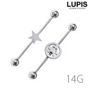 LUPIS 【14G】スター&スカルインダストリアルロングバーベルボディピアス 【サージカルステンレス 316L アクセサリー アクセレディース女性 激安 ギフ...