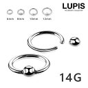 LUPIS 【14G】シルバーシンプルキャプティブビーズリングボディピアス アクセサリー