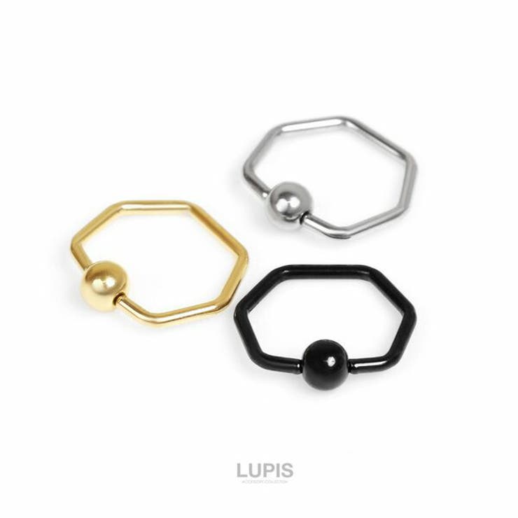 【10％OFFクーポン！1/29(木)1:59まで】LUPIS ≪16G≫ヘキサゴンキャプティブビーズリングボディピアス　【プチプラ 316L サージカルステンレス 軟骨 へリックス イヤーロブ シンプル ヘキサゴン 六角形 キャプティブ ボディピアス