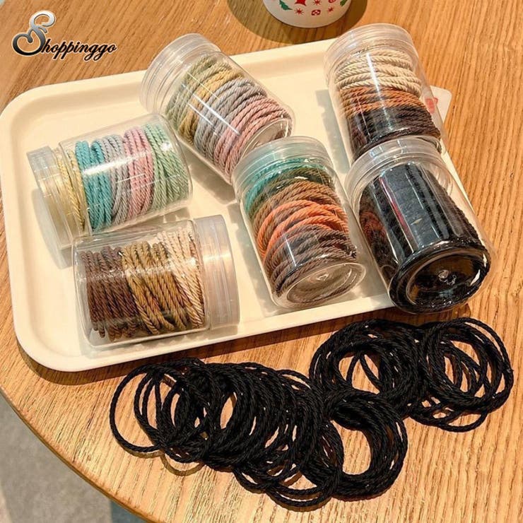 shoppinggo ヘアゴム キッズ シンプル 上品 ヘアアクセサリー 細いリングゴム 子供用50個入りセット 髪留め 髪ゴム 赤ちゃん 子供 こども リング...