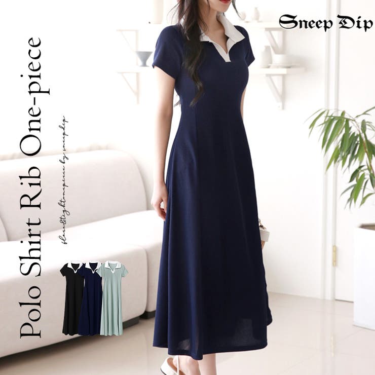 SneepDip 【17117】バイカラーポロシャツワンピース ワンピース・ドレスのサムネイル