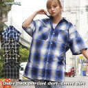 ONE 4 PREMIUM チェックシャツ レディース オーバーシャツ メンズ 半袖 オンブレ チェック シャツ トップス ブラウス レギュラーカラー 羽織り ...