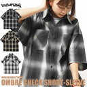 ONE 4 PREMIUM ◆オンブレチェック 半袖シャツ◆ チェックシャツ メンズ シャツ レディース オーバーサイズ ビッグシルエット トップス 羽織り 接...
