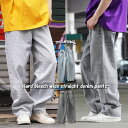 ONE 4 PREMIUM デニムパンツ ワイド レディース ワイドパンツ メンズ デニム ルーズフィット ロングパンツ ケミカル ウォッシュ ジーパン ジーン...
