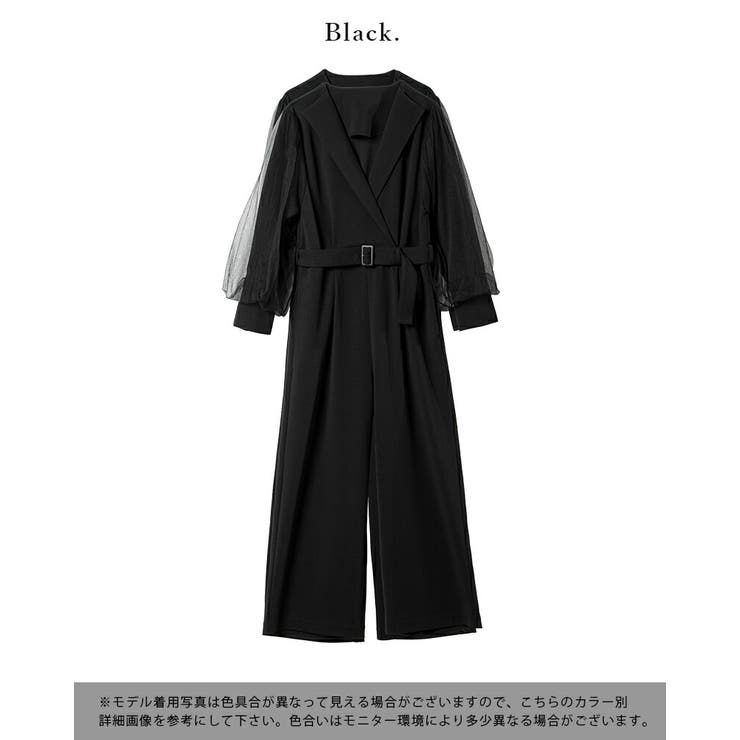 【10％OFFクーポン！10/21(水)9:59まで】and it 【セール】シアースリーブオールインワン オケージョン フォーマル オールインワン レディース 結婚式 二次会 ハレの日 セレモニー ママコーデ パンツドレス 脚長効果 ブラック 黒 シア shoplistselect-10009277 SHOPLIST サンプル画像2