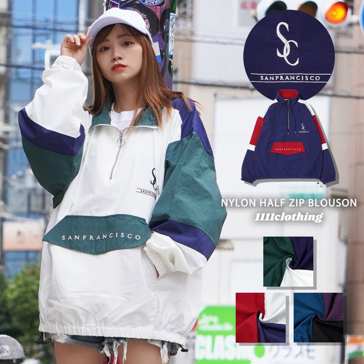 【10％OFFクーポン！11/27(木)1:59まで】ONE 4 PREMIUM ハーフジップ レディース オーバーサイズ メンズ プルオーバー ジャケット ビッグシルエット 長袖 ブルゾン ナイロン ロゴ 刺繍 大きいサイズ 韓国ファッション 秋 秋服