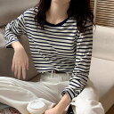 【5/16 1:59まで 5%OFFクーポン】ANGELCLOSET ボーダー柄tシャツ 長袖カットソー 春秋 トップス
