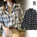 【5%OFFクーポン 9/11 1:59まで】SUNSHINE CLOSET チェック柄 シャツブラウス レディース 春 春服 オフィスカジュアル 韓国ファッション 韓国 トップス