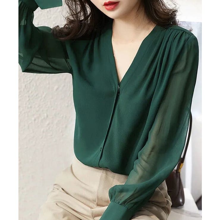 【10％OFFクーポン！7/26(日)1:59まで】SUNSHINE CLOSET シフォンブラウス 通勤シースルートップス トップス shoplistselect-10144807 SHOPLIST サンプル画像2