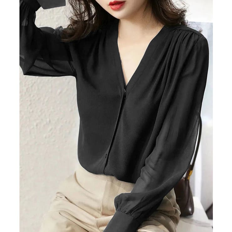 【10％OFFクーポン！7/26(日)1:59まで】SUNSHINE CLOSET シフォンブラウス 通勤シースルートップス トップス shoplistselect-10144807 SHOPLIST サンプル画像3