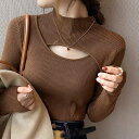 ANGELCLOSET ニットトップス 胸開き プチハイネック トップス