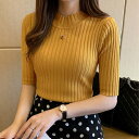 SUNSHINE CLOSET リブニットトップス レディース半袖春秋夏 トップス(4)