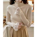 【8/11まで5%OFFクーポン】SUNSHINE CLOSET フリルニットトップス プチハイネック無地 トップス