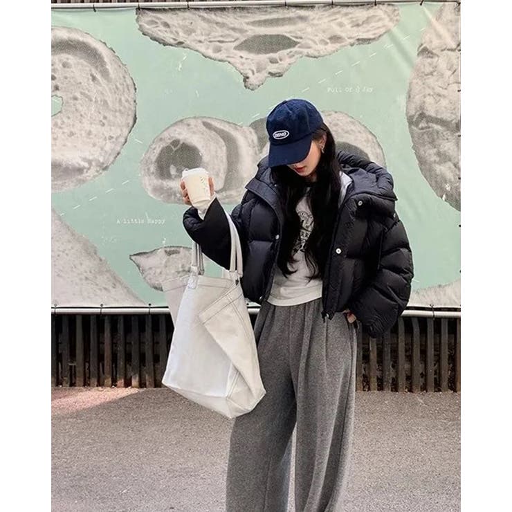 RAKUku ドローコードフード中綿ジャンパー アウター ジャケット レーディス 中綿 アウター(コート・ジャケットなど)