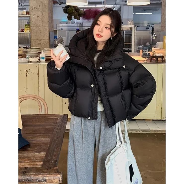 RAKUku ドローコードフード中綿ジャンパー アウター ジャケット レーディス 中綿 アウター(コート・ジャケットなど)