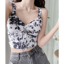 SUNSHINE CLOSET カップ付きキャミソール 水墨柄ブラトップ トップス