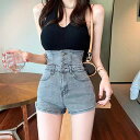 SUNSHINE CLOSET デニム ショートパンツ ハイウエスト美脚 パンツ・ズボン